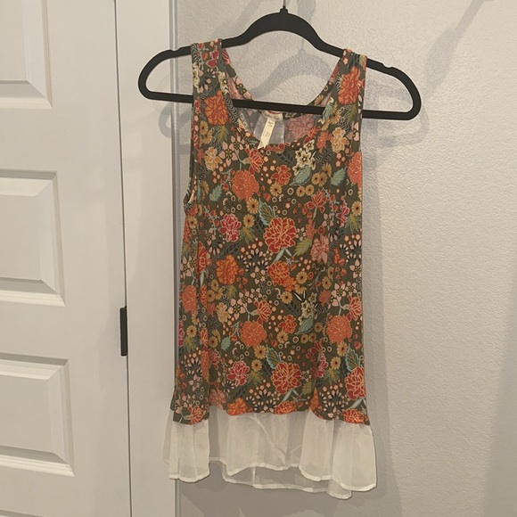 EUC Matilda Jane MJC Flower Floral Tank Top Ruffle Sleeveless - Picture 2 of 7